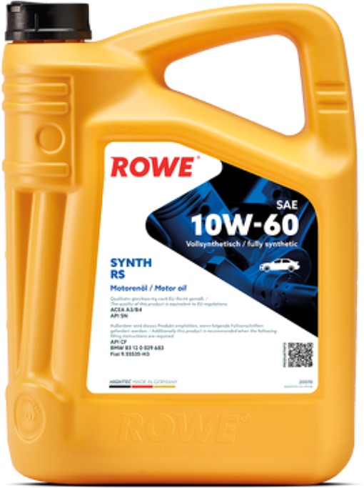 Масло моторное ROWE 10W60 HighTec SyntH RS (5L) (BMW 83 12 0 029 683 ...