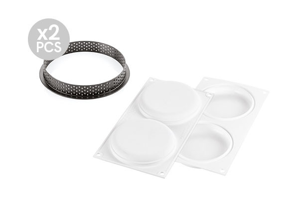 

Набор форм для тарталеток Silikomart Kit Tarte Ring Round 32.2х14.8х1.7см/280мл + 2 кольца (KIT TARTE RING ROUND D120)