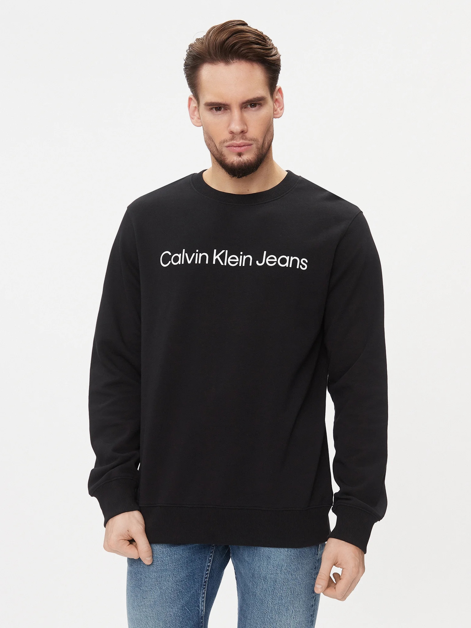 Акція на Світшот чоловічий Calvin Klein Jeans J30J322549-BEH S Чорний від Rozetka