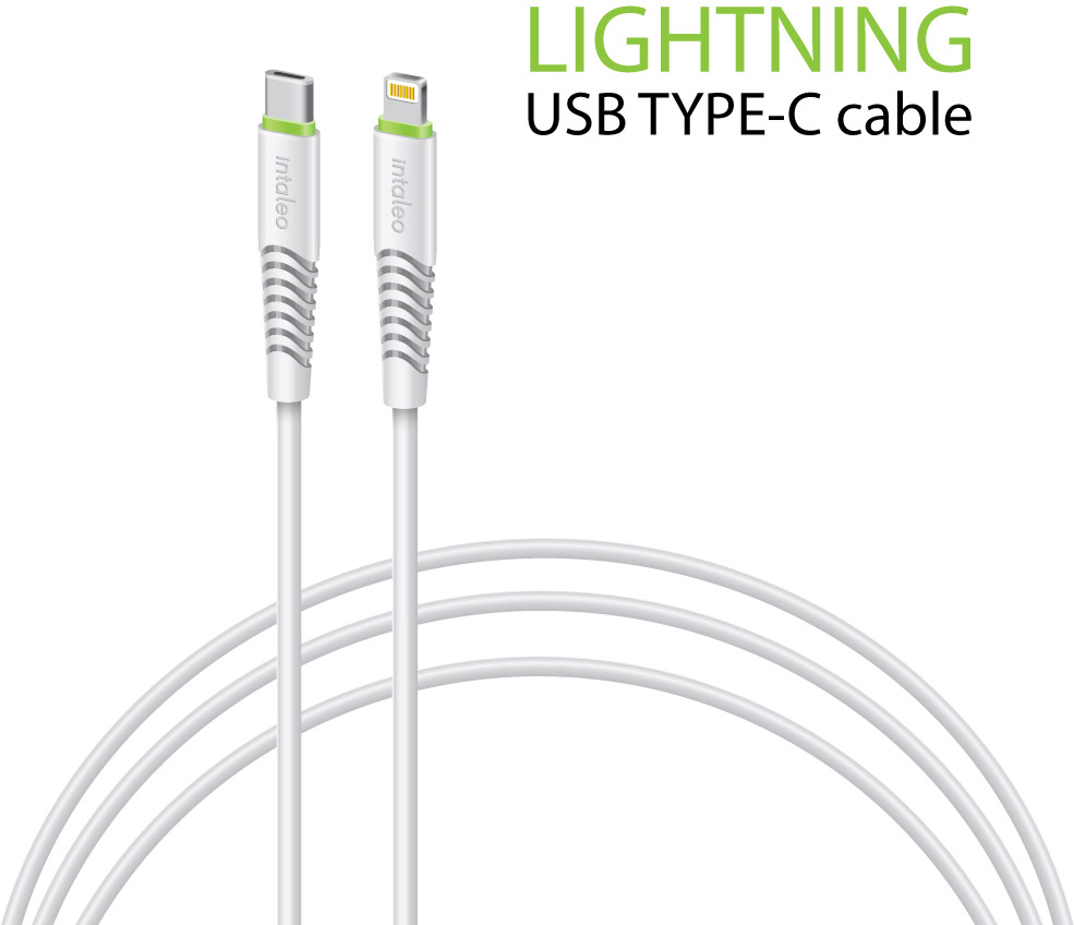 

Кабель синхронизации Intaleo CBFLEXTL1 Type-C to Lightning 1.2 м 18 Вт Белый