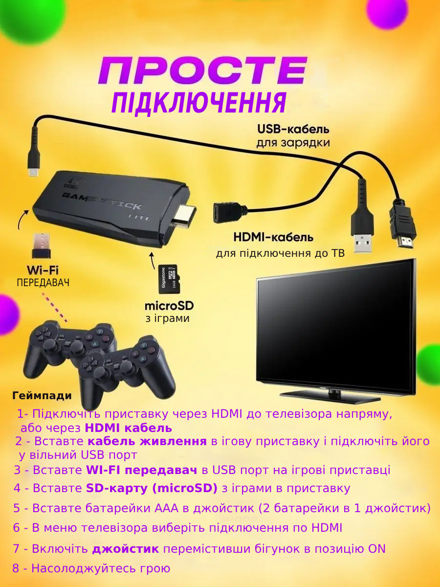 Игровая приставка (ретро-консоль) GameStick LITE GREEN с HDMI: 10000 игр  Dendy Sega (аркадные игры) 4K, черного цвета 2 джойстика в комплекте –  фото, отзывы, характеристики в интернет-магазине ROZETKA от продавца:  Comersio |