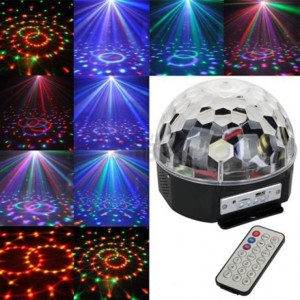 

Диско-шар светодиодный музыкальный Magic Ball Light с колонкой LED + пульт+флешка, Bluetooth (W100247)