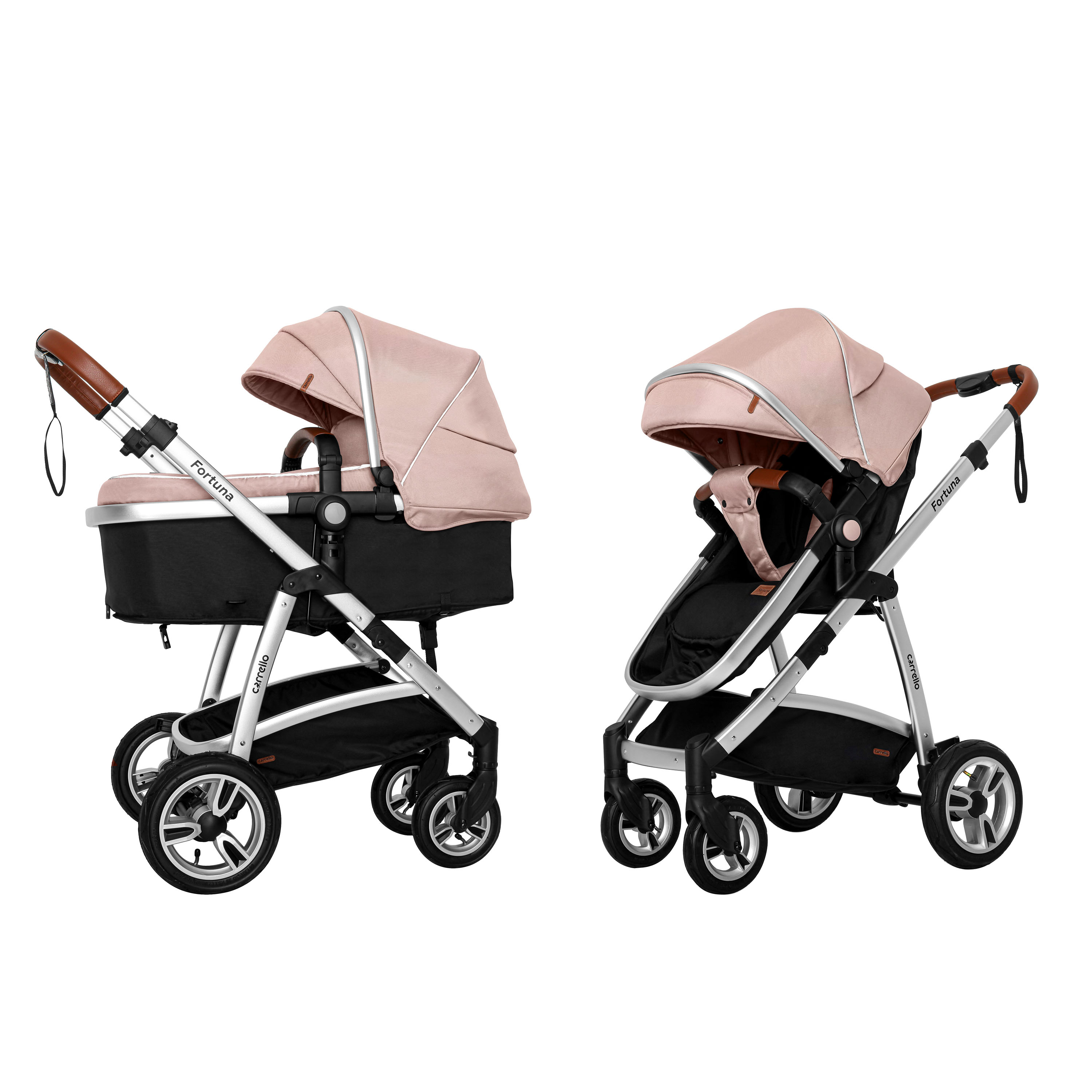 

Коляска универсальная Carrello Fortuna CRL-9001/1 Coral Pink 2 в 1 с матрасом + чехол на ножки и дождевик L