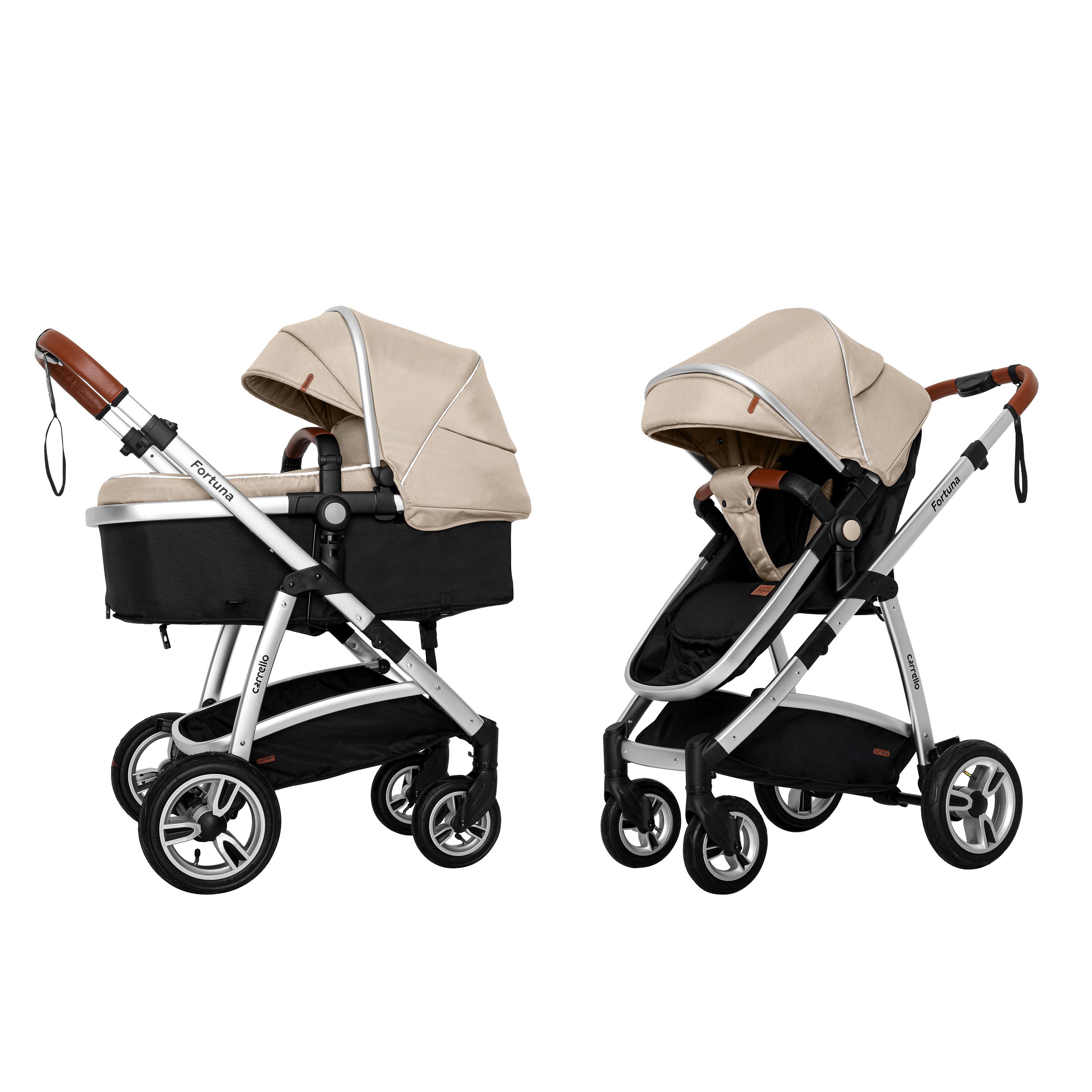 

Коляска универсальная Carrello Fortuna CRL-9001/1 Peanut Beige 2 в 1 с матрасом + чехол на ножки и дождевик L