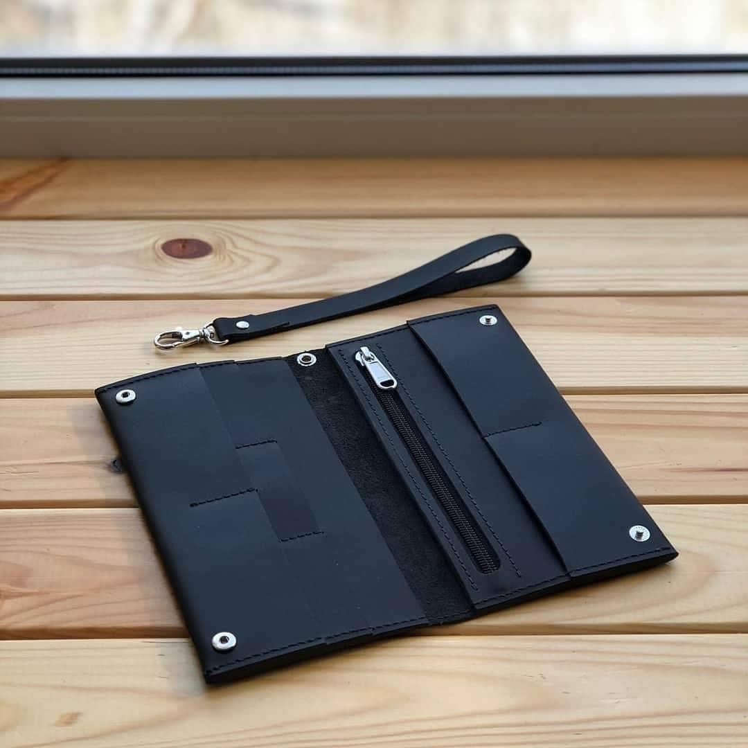 

Кошелек кожаный Fresh Hand Made черный 20*10
