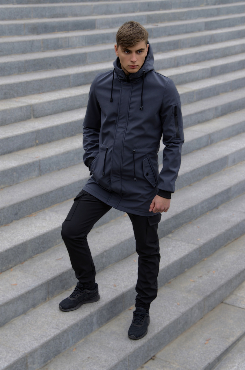 

Костюм мужской Intruder Softshell V2.0 демисезонный. Куртка, штаны утепленные серо-черный S