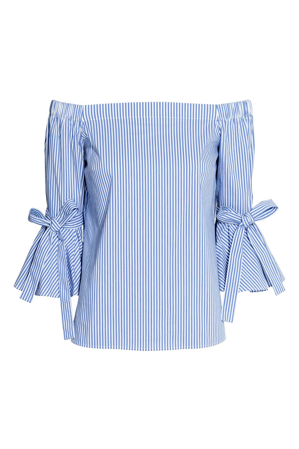 

Блузка с открытыми плечами H&M 36 Голубая