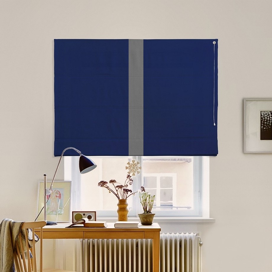 

Римская штора с кантом по центру система Classic InHt Джуси велюр Синий/Антрацит 50х160 см