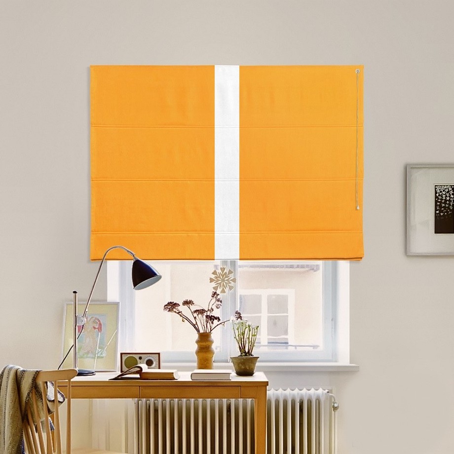 

Римская штора с кантом по центру система Classic InHt Джуси велюр Оранжевый/Белый 210х160 см