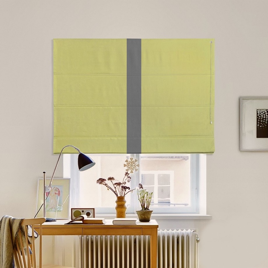 

Римская штора с кантом по центру система Classic InHt Джуси велюр Зеленый/Антрацит 140х160 см