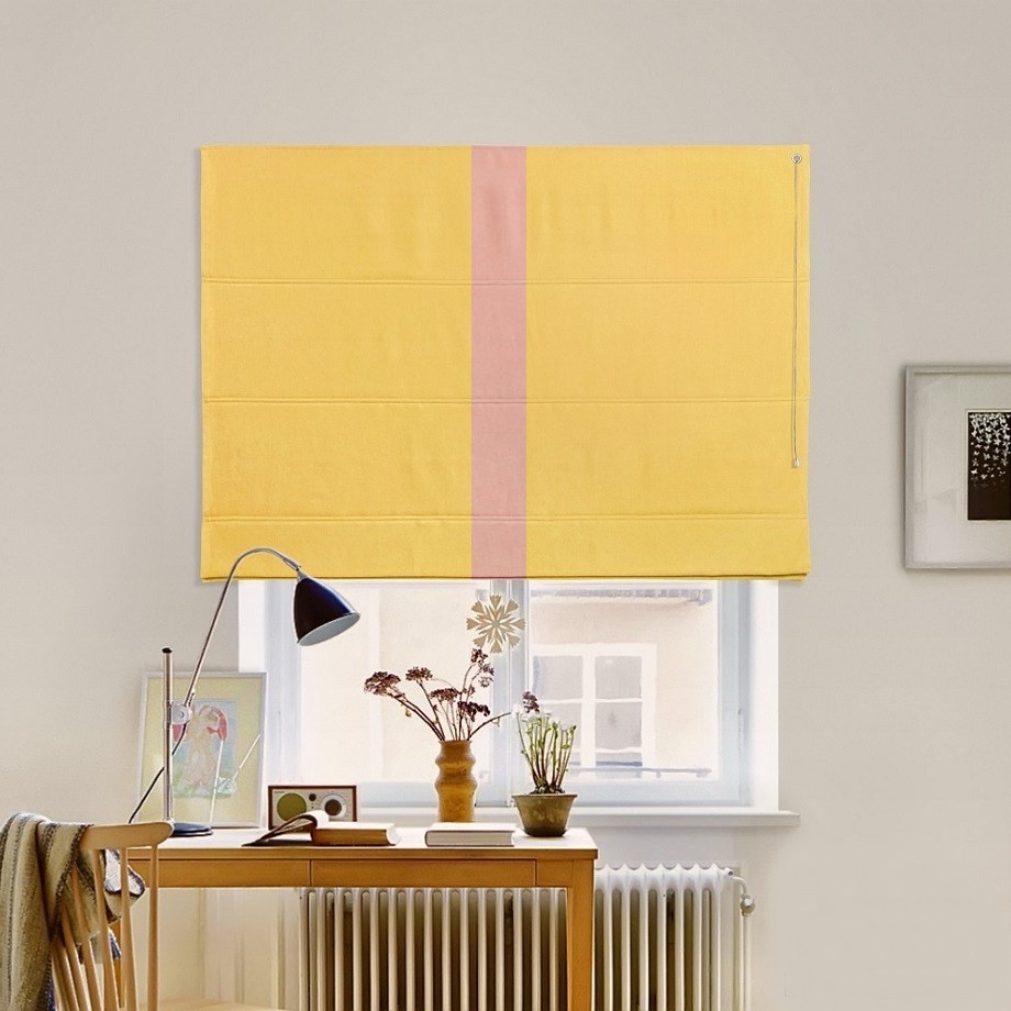

Римская штора с кантом по центру система Classic InHt Джуси велюр Желтый/Пудра 40х160 см