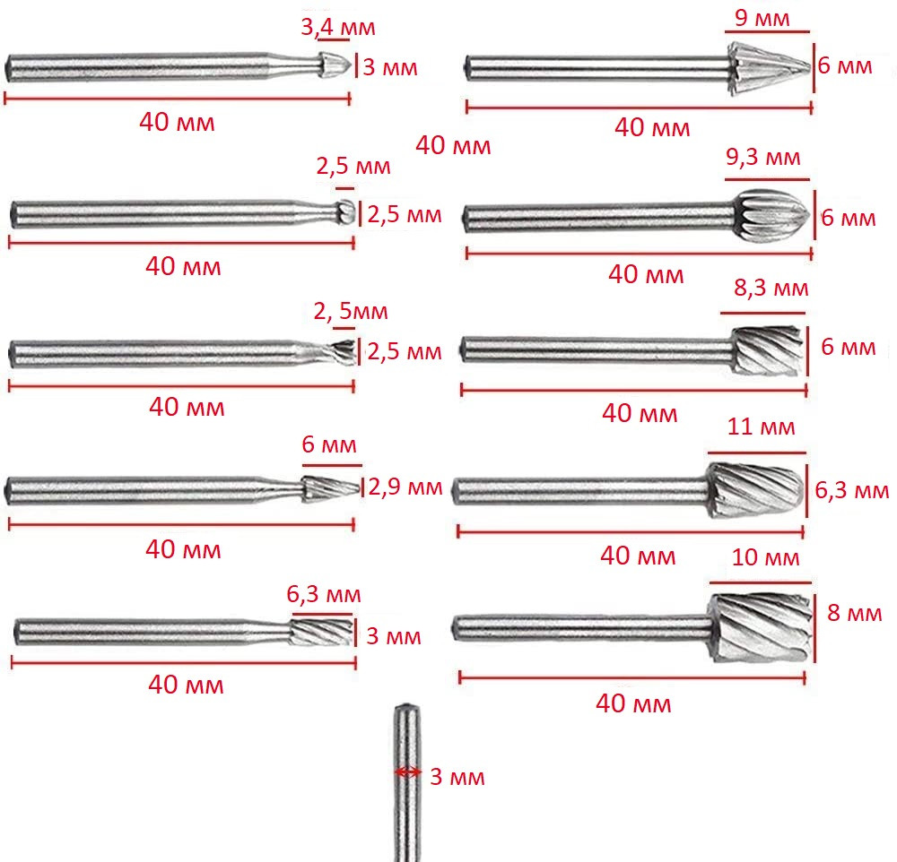 Борфрезы шарошки из быстрорежущей стали HSS для дремеля, гравера и бормашины  (10 штук) H492 – фото, отзывы, характеристики в интернет-магазине ROZETKA  от продавца: shopST | Купить в Украине: Киеве, Харькове, Днепре, Одессе,