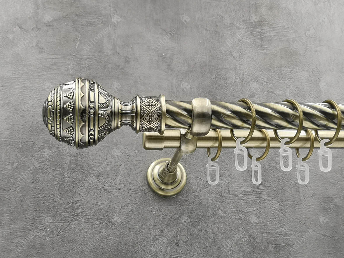 

Карниз Quadrum Арабеска 240 см двойной Антик 25/19 мм витая (кольца с крючками)