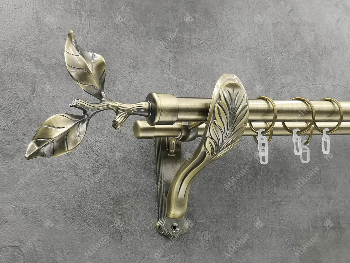 

Карниз Quadrum лист розы 400 см двойной Антик ретро 25/19 мм гладкая (кольца с крючками)