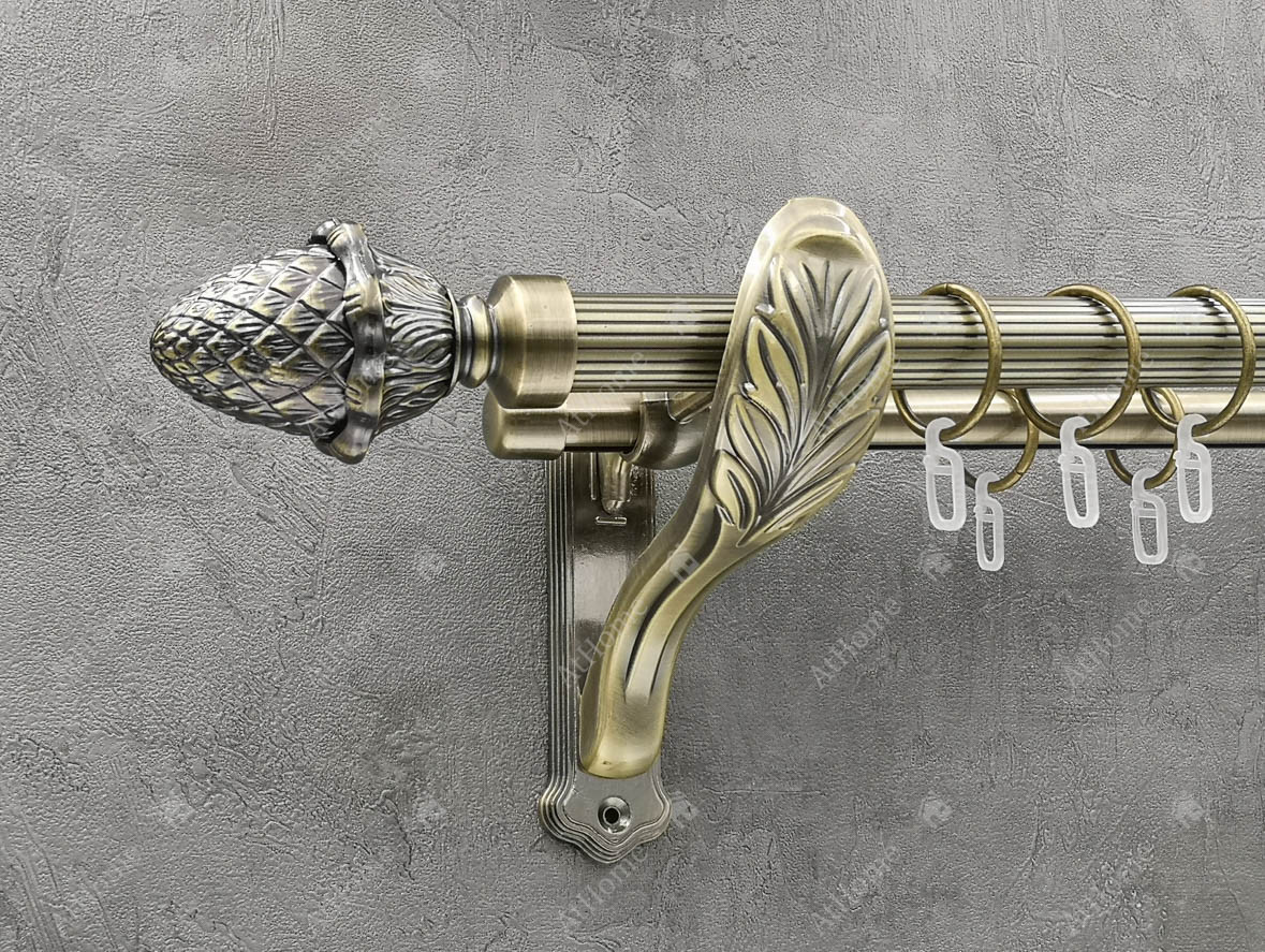 

Карниз Quadrum Шишка 300 см двойной Антик ретро 25/19 мм рифленая (кольца с крючками)