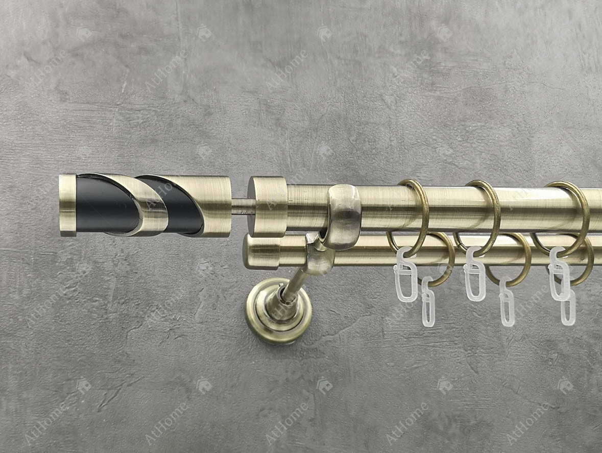 

Карниз Quadrum Сиена 320 см двойной Антик 25/19 мм гладкая (кольца с крючками)