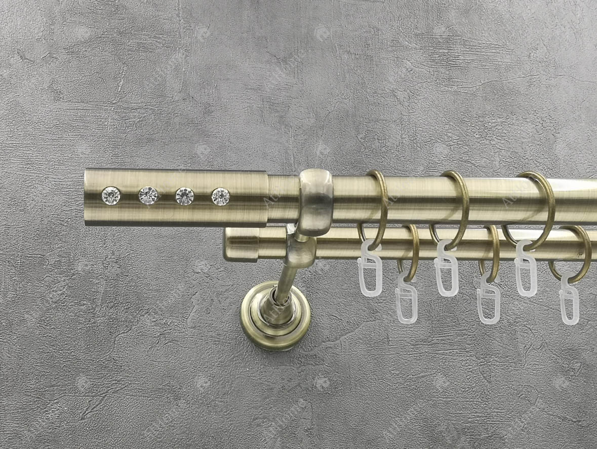 

Карниз Quadrum Алюр 160 см двойной Антик 25/19 мм гладкая (кольца с крючками)