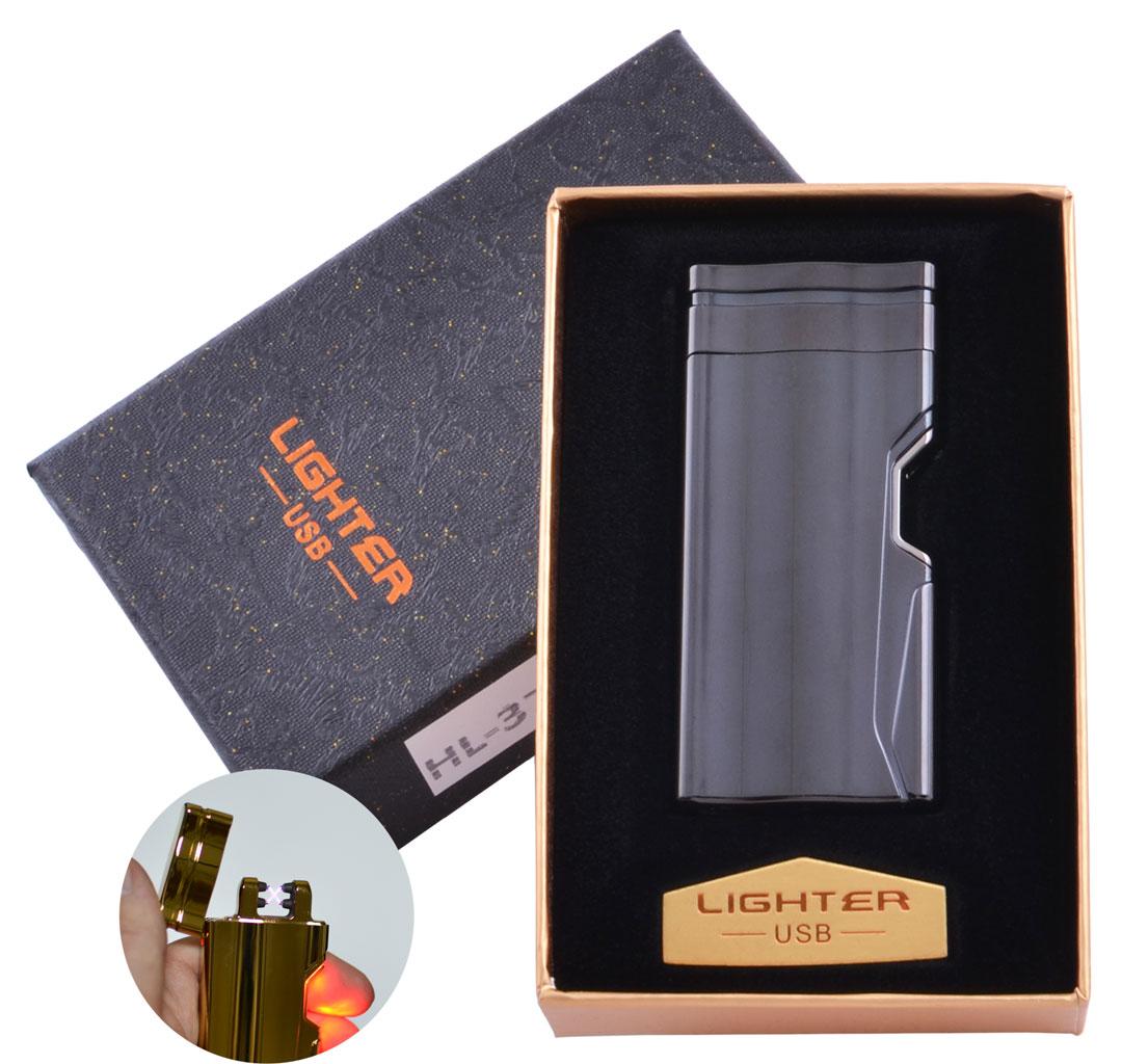 

Электроимпульсная зажигалка в подарочной упаковке Lighter (Двойная молния, USB) Fire Black
