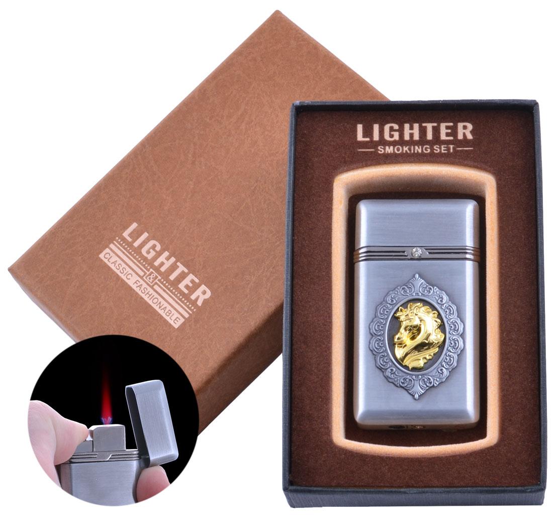 

Зажигалка в подарочной коробке Породистый Жеребец (Турбо пламя) Silver