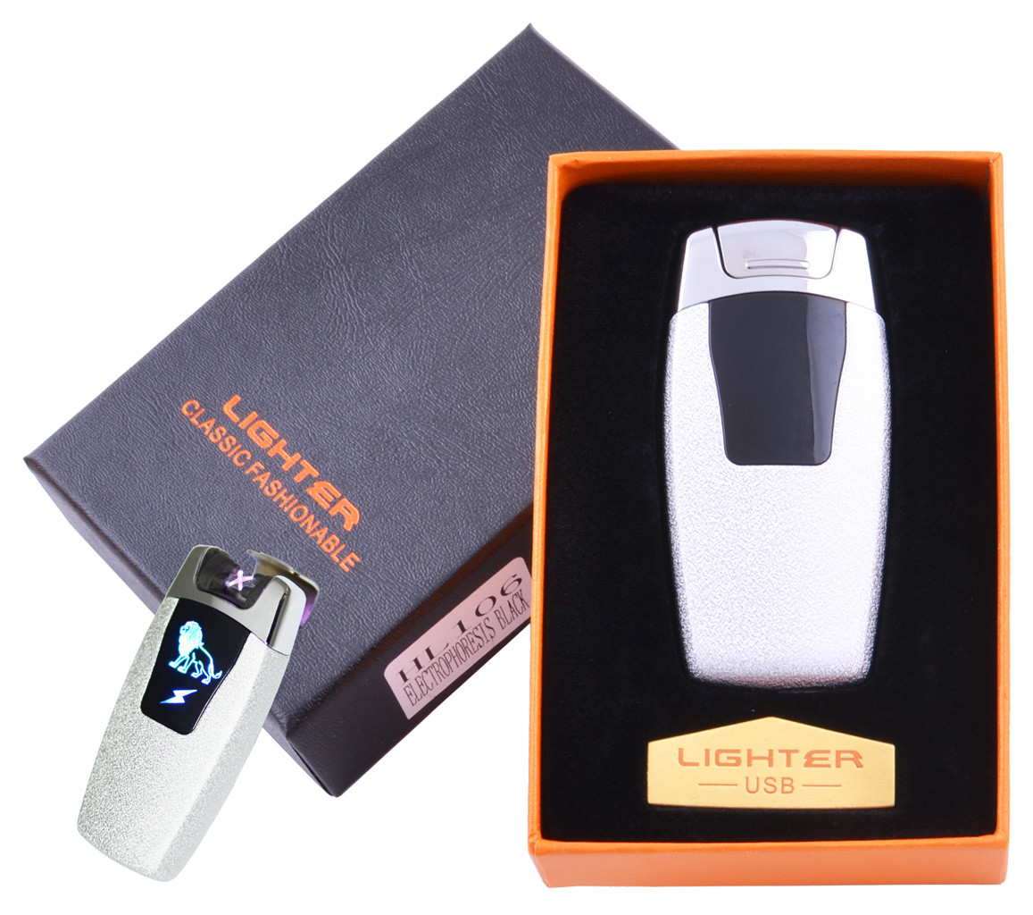 

Электроимпульсная зажигалка в подарочной коробке Лев Soft White