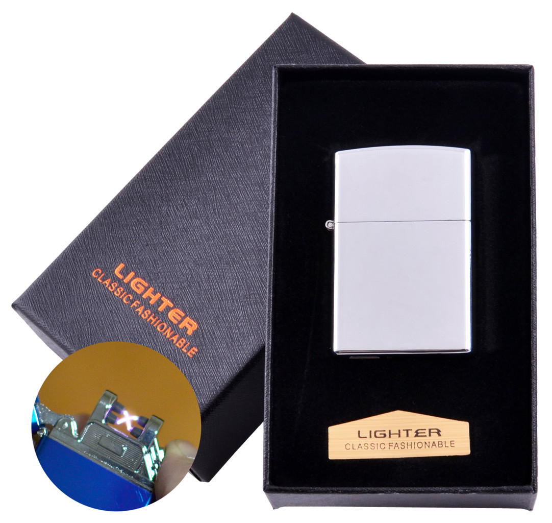 

Электроимпульсная зажигалка в подарочной коробке LIGHTER (USB) Net Silver