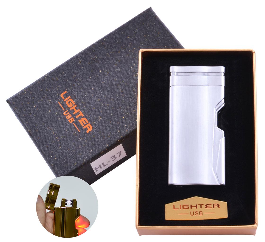 

Электроимпульсная зажигалка в подарочной упаковке Lighter (Двойная молния, USB) Fire Silver