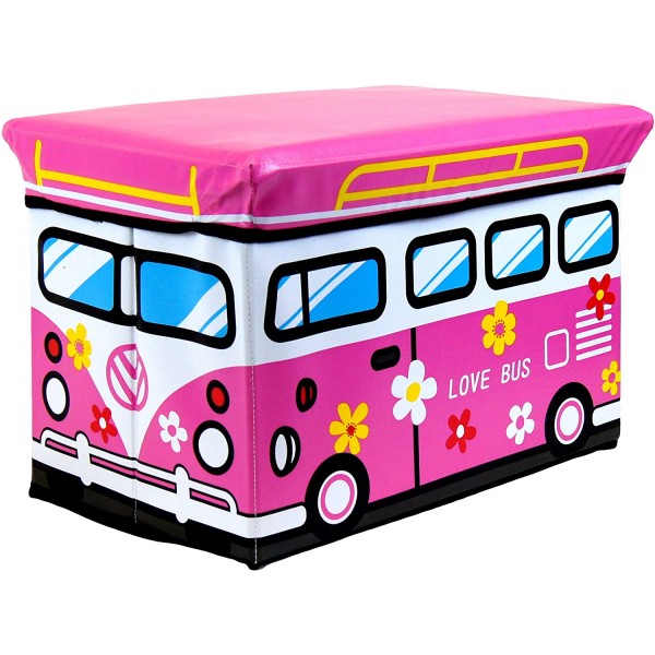 

Ящик-пуф для игрушек складной автобус Love bus с крышкой водонепроницаемый UKC Baby Play 40х25 см Разноцветный (00607)