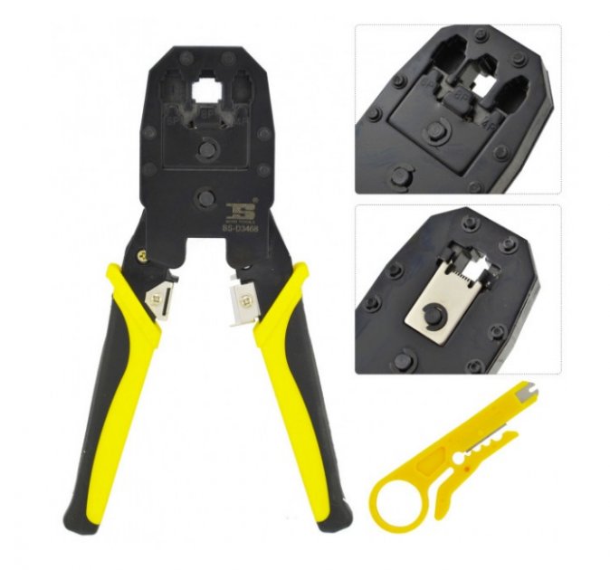 Инструмент для обжима и зачистки витой пары RJ45 BOSI TOOLS BS433468 ...