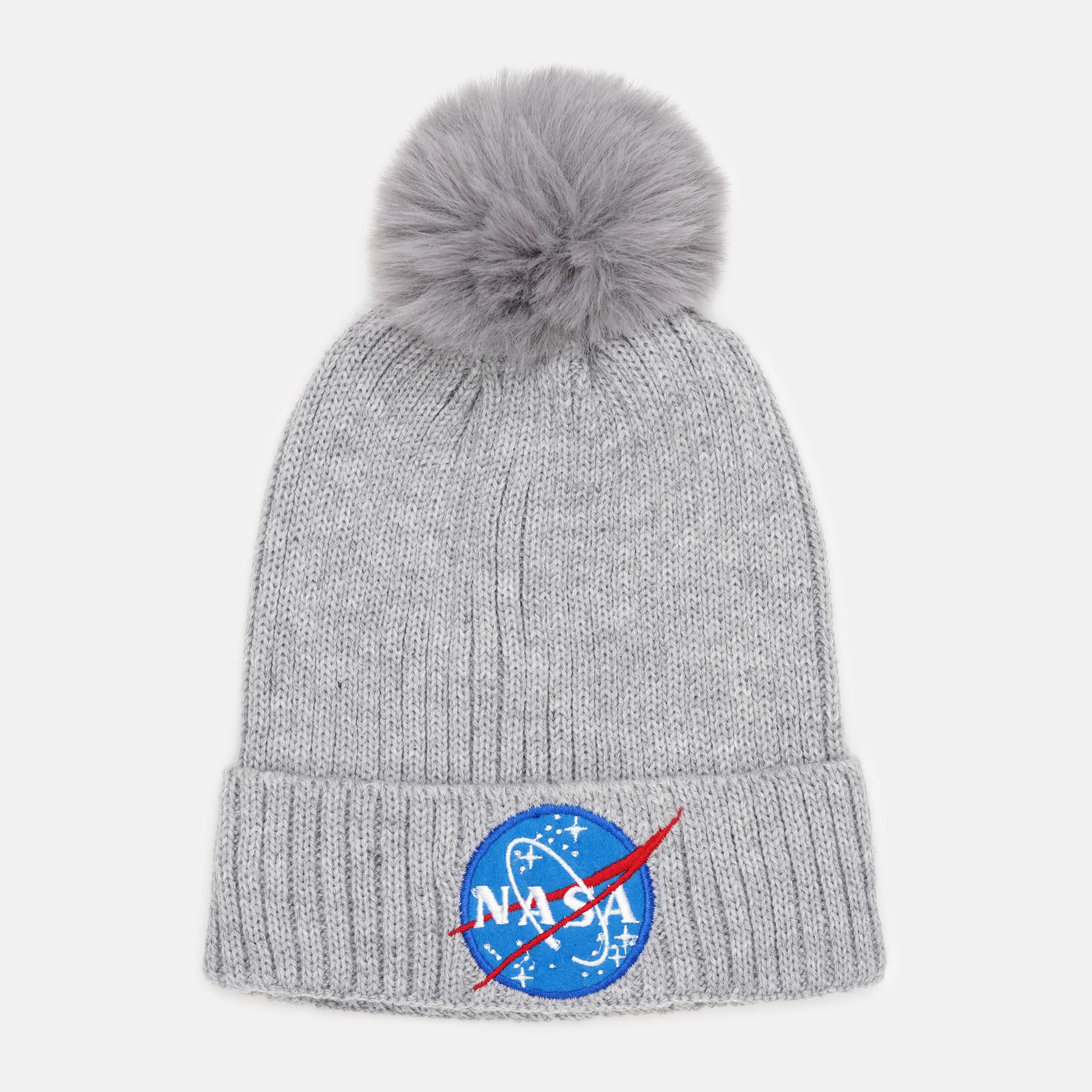 Акція на Дитяча зимова шапка-біні з помпоном для дівчинки Disney Nasa NASA 52 39 049 56 см Сіра від Rozetka