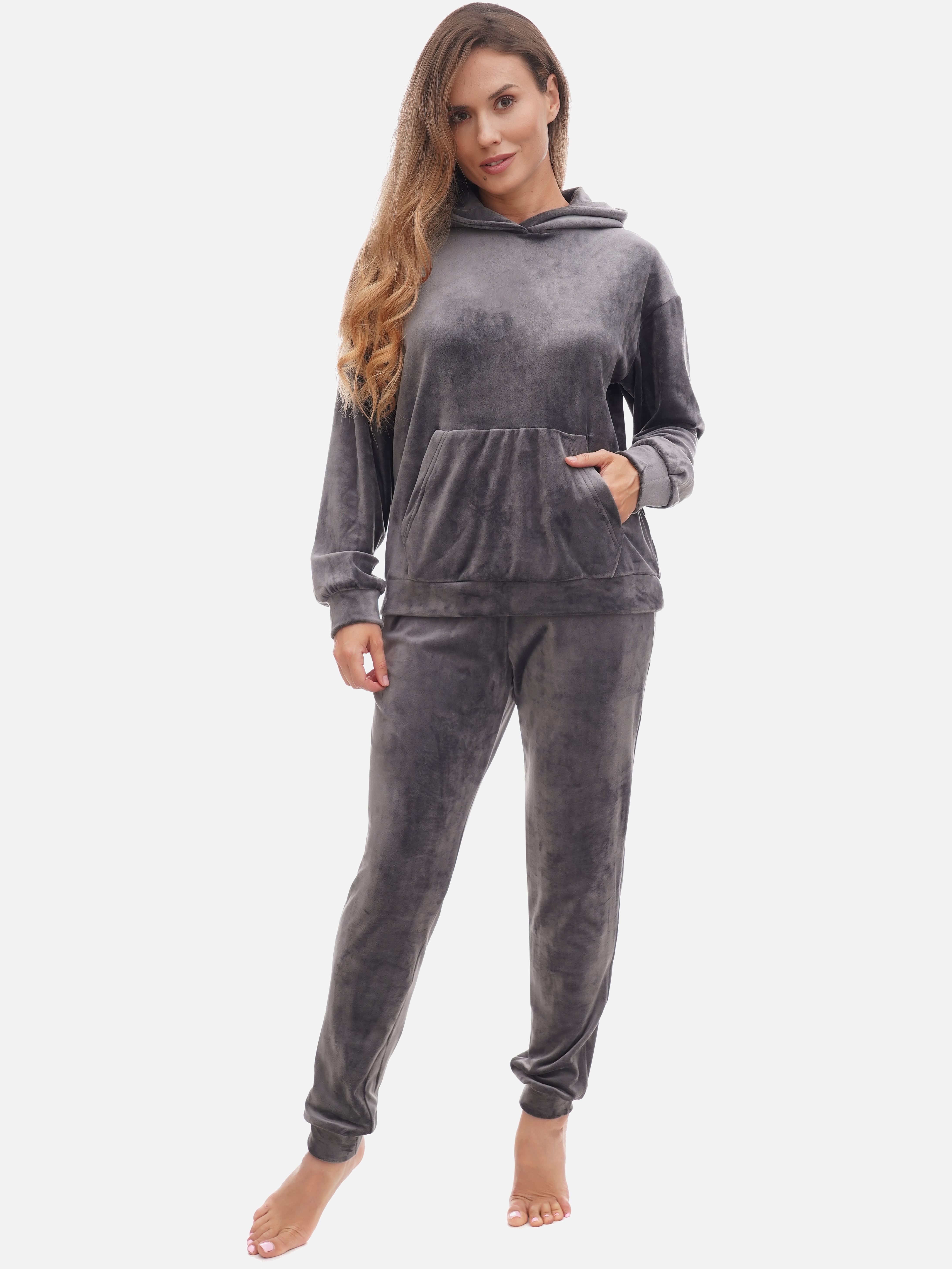 Акция на Піжама (худі + штани) жіноча Martelle Lingerie М-318 42 (XL) Сіра от Rozetka