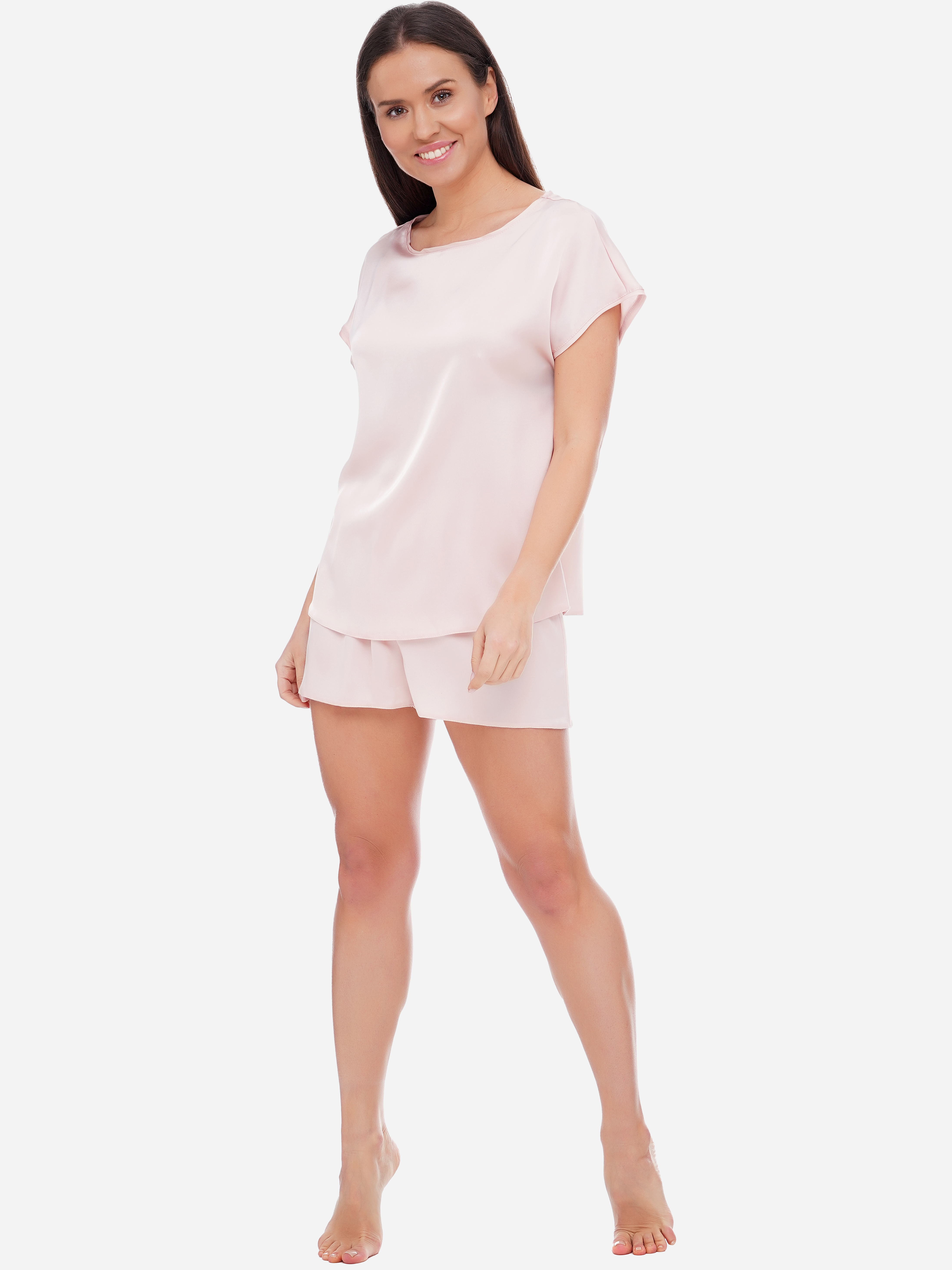 Акція на Піжама (футболка + шорти) жіноча Martelle Lingerie М-311 шовк 42 (XL) Рожева пудра від Rozetka