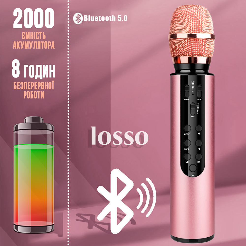 Караоке микрофон Losso M6 Premium Duet розовый со стерео звуком – фото,  отзывы, характеристики в интернет-магазине ROZETKA от продавца: Buy Trends  | Купить в Украине: Киеве, Харькове, Днепре, Одессе, Запорожье, Львове