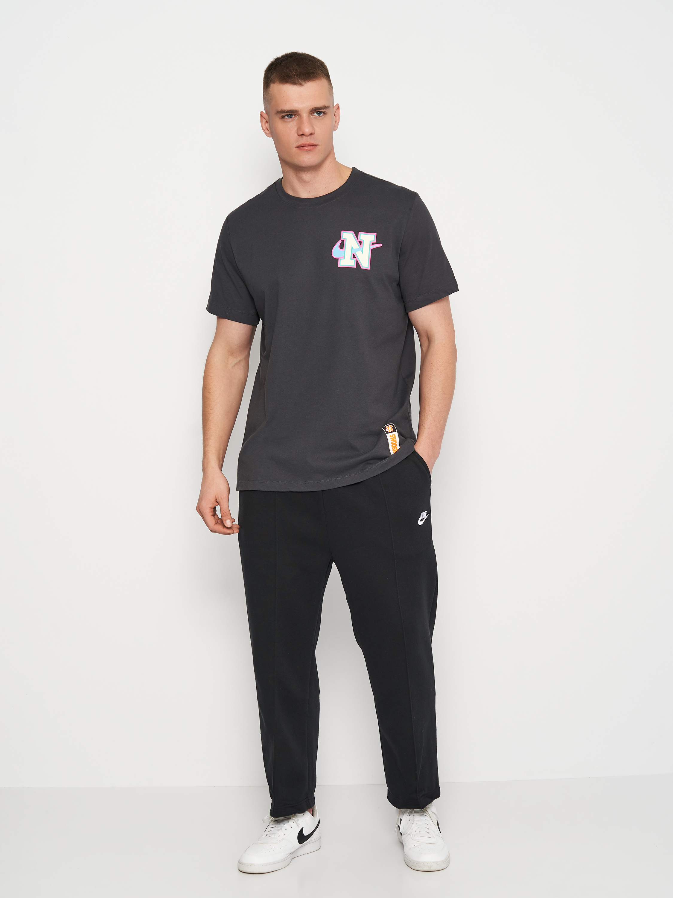Акція на Спортивні штани чоловічі Nike M Nk Club Bb Cropped Pant DX0543-010 XL Black/White від Rozetka