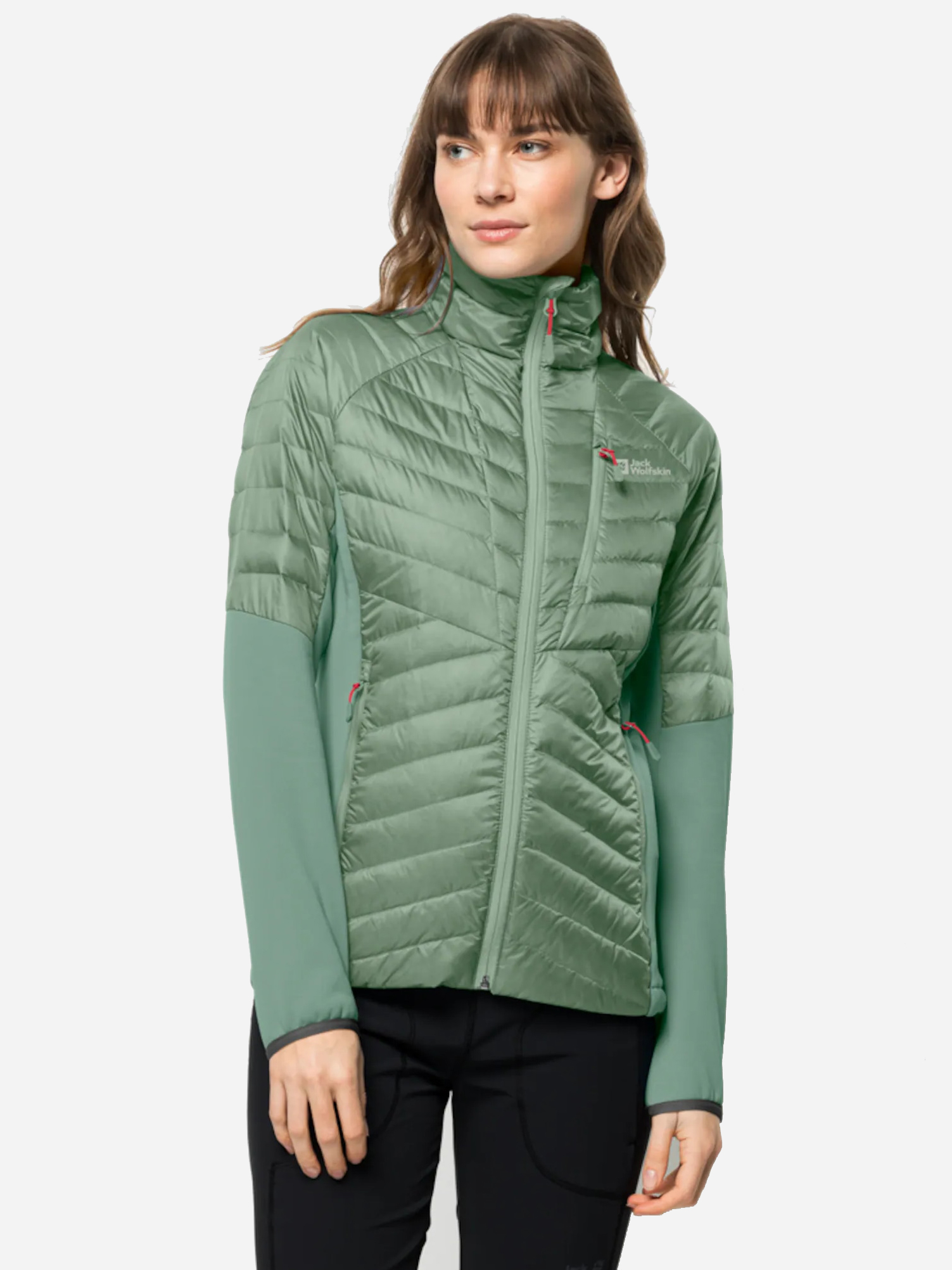 Акция на Куртка демісезонна коротка жіноча Jack Wolfskin Nebelhorn Down Hybrid W 1207081_4215 M Зелена от Rozetka