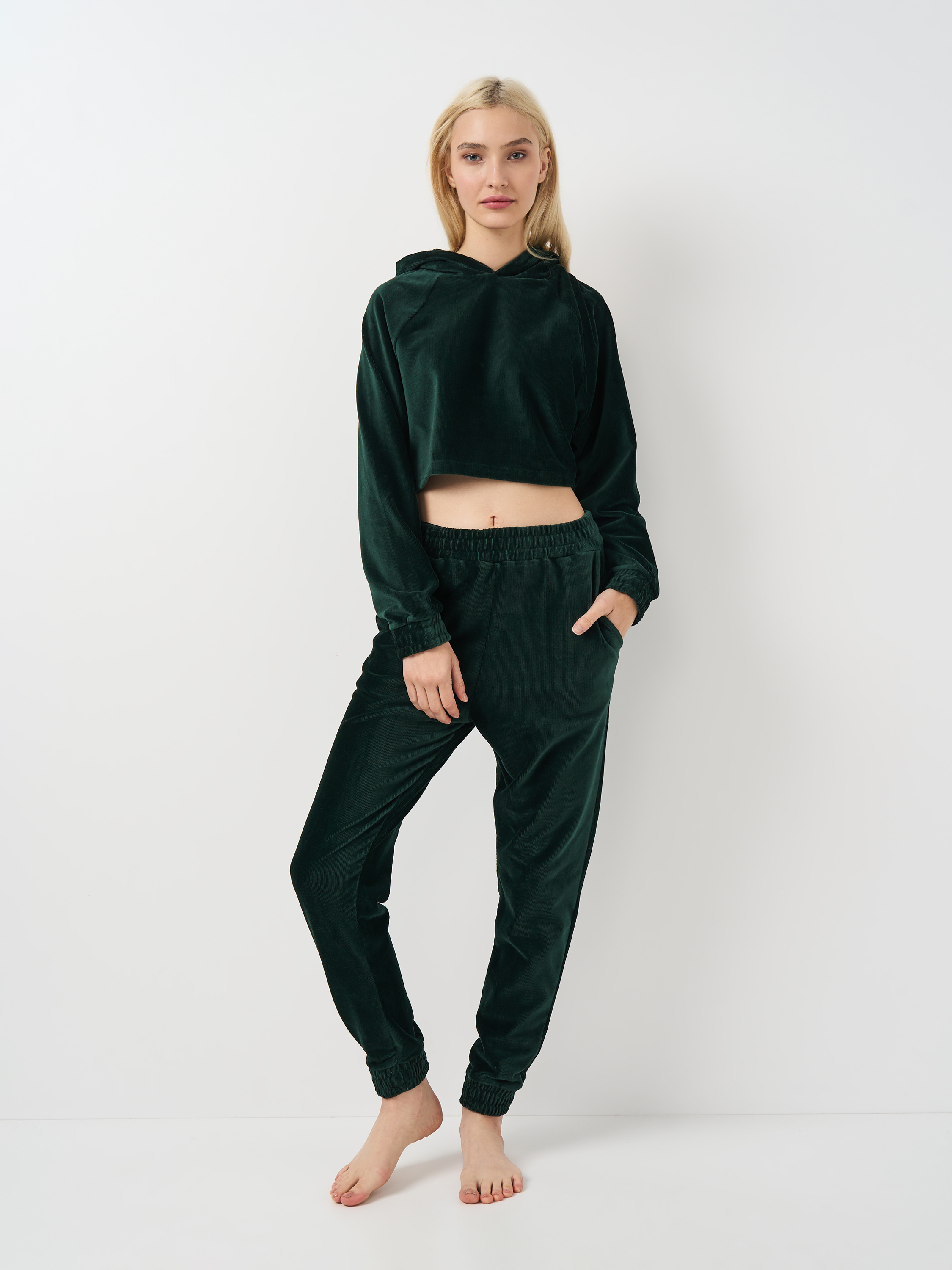 Акція на Піжама (кофта + штани) жіноча великих розмірів Vienetta 190569 XL Темно-зелена від Rozetka