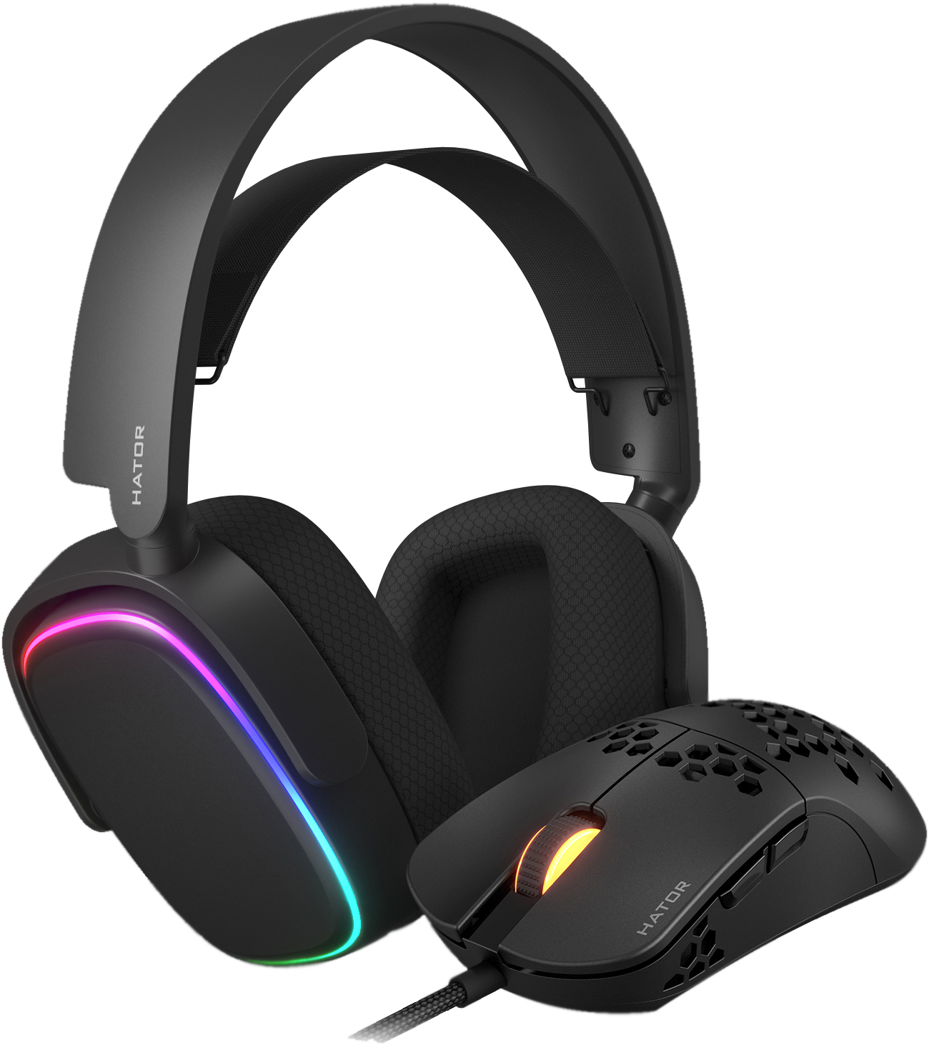 Наушники Hator Phoenix 7.1 RGB (HTA-842) + Мышь Hator Stellar PRO