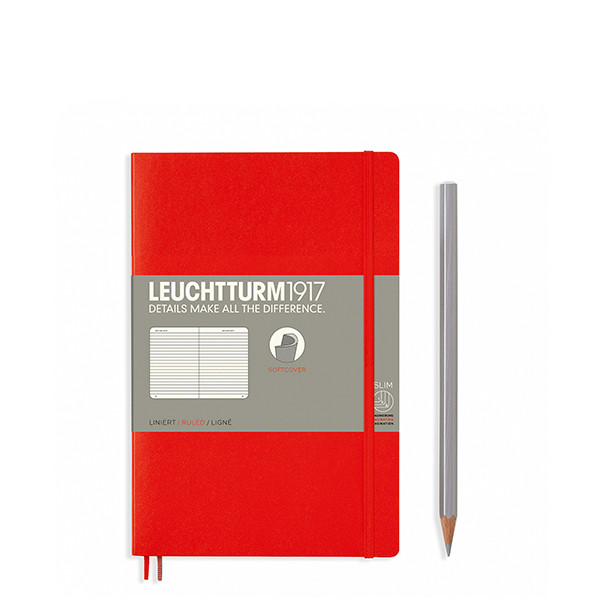 

Блокнот Leuchtturm1917 М'яка обкладинка Paperback B6 (12,5х19 см) Червоний Лінія (358296)