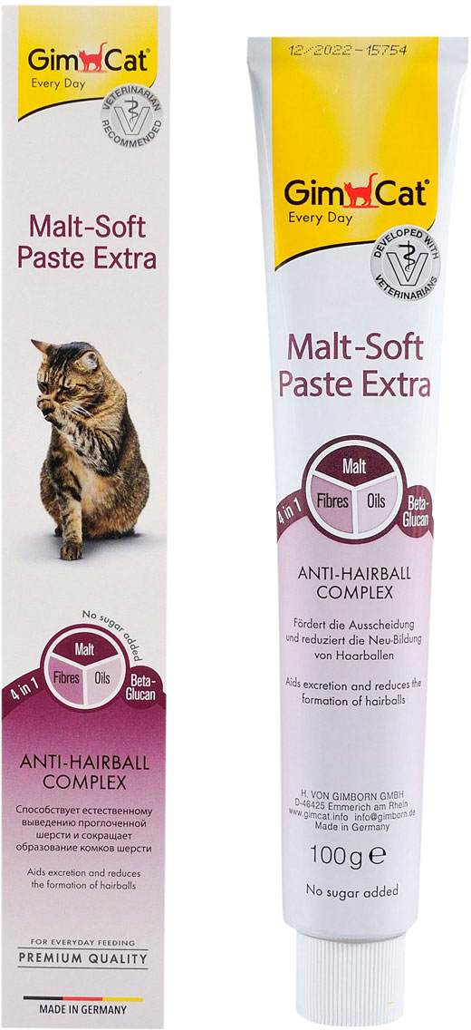 Паста для кошек GimCat Malt-soft Extra GimCat для выведения шерсти и ...