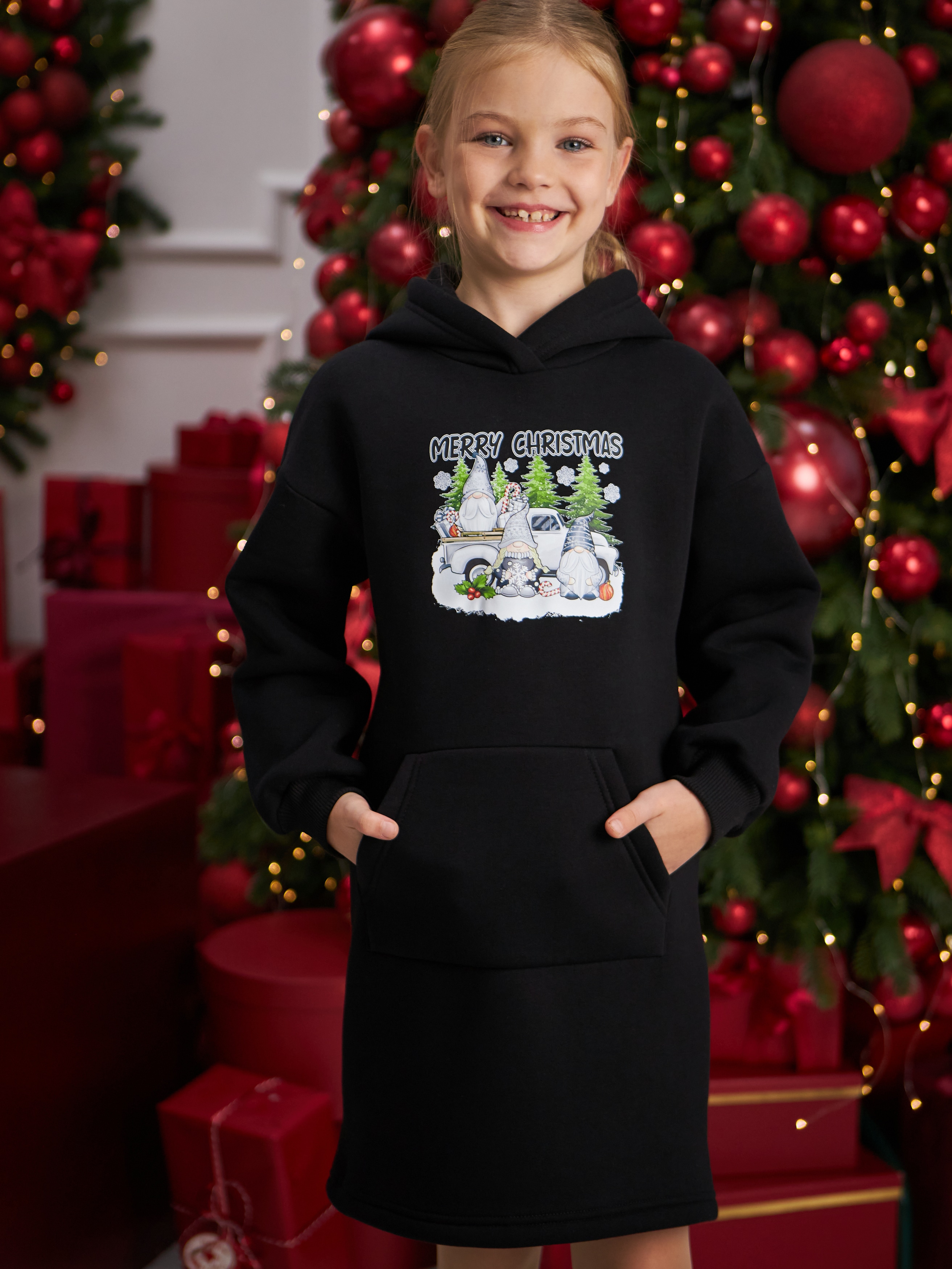 Акция на Дитяча тепла новорічна сукня для дівчинки Tair kids 886ПЛ 110 см Чорна от Rozetka