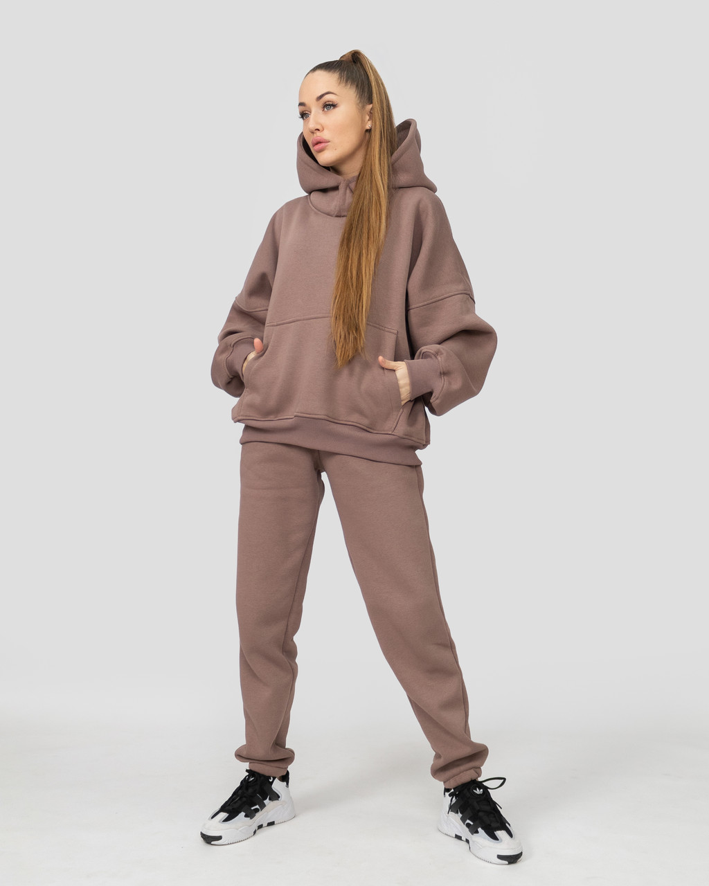 Женский костюм на флисе свитшот с капюшоном и штаны Мокко Maybel 3XL ...