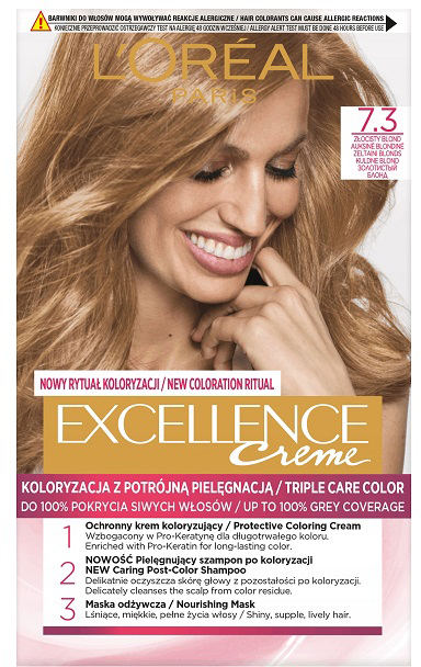 Крем-краска для волос L'Oreal Paris Excellence Creme 7.3 золотистый ...