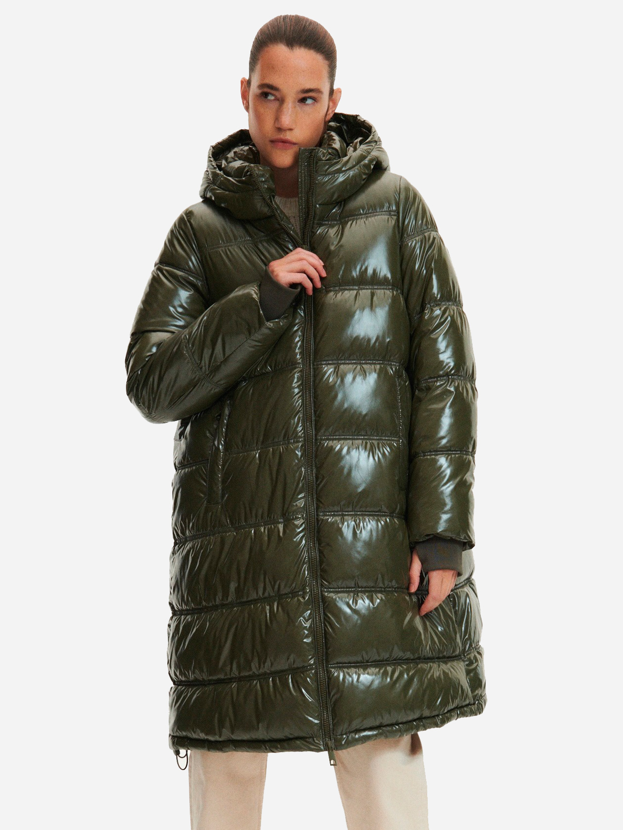 Акція на Куртка зимова жіноча Reserved 2875P-78X 40 Коричнево-зелена від Rozetka