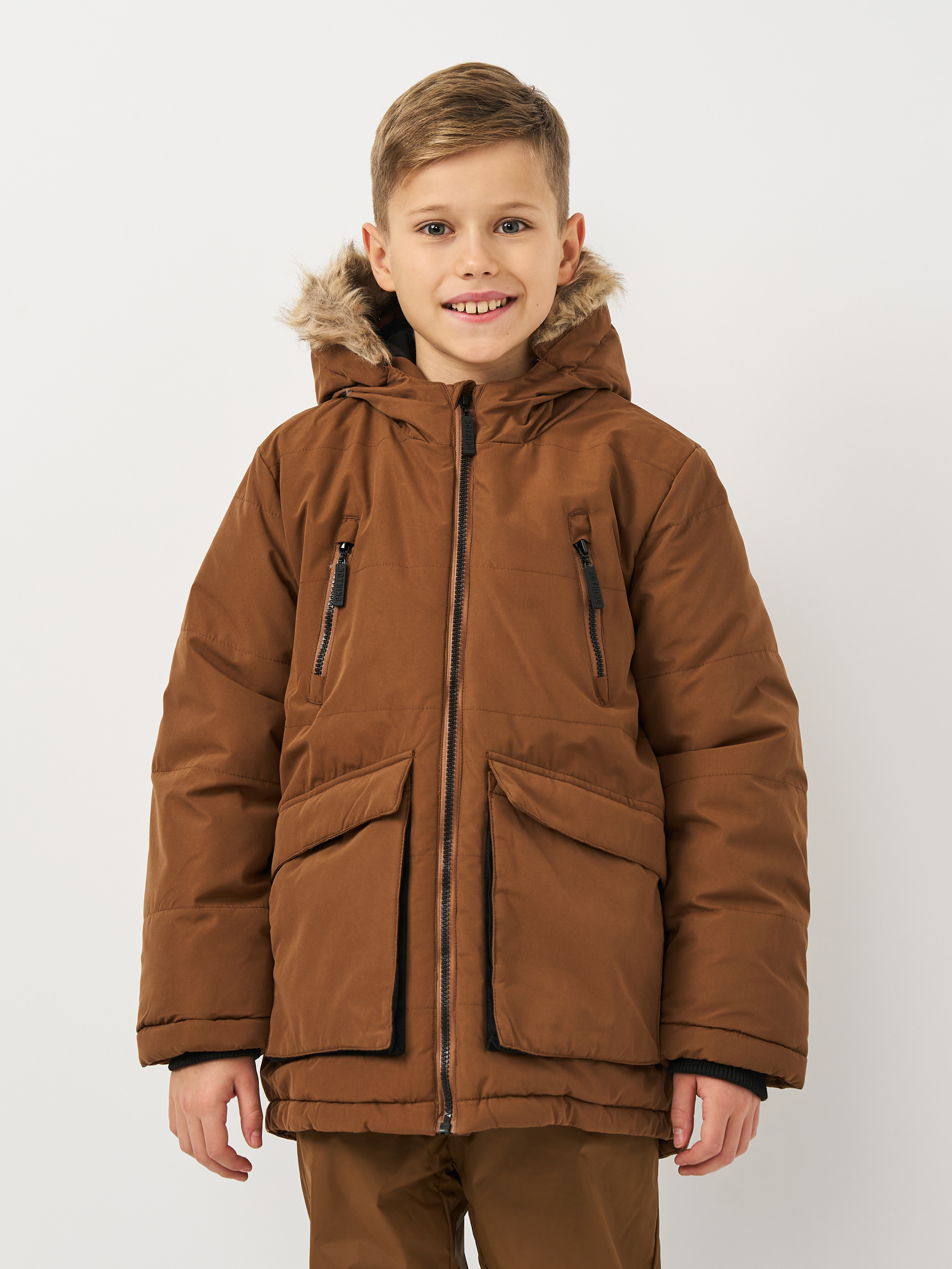Акция на Куртка-парка зимова дитяча Coccodrillo Outerwear Boy Kids ZC3152105OBK-018 98 см Коричнева от Rozetka