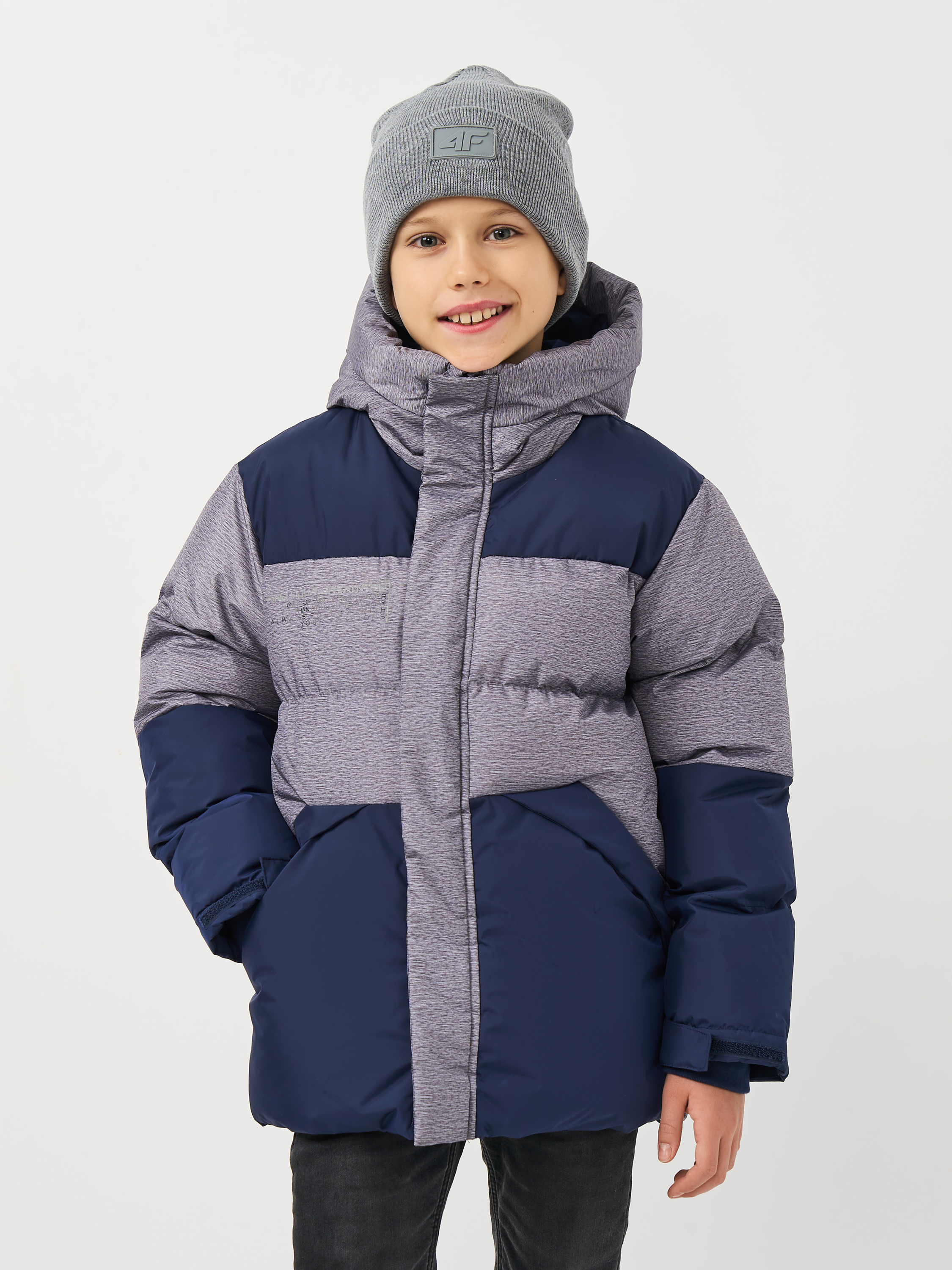 Акция на Куртка зимова дитяча Lemon Outerwear Jesie? Boy ZL3152103OJB-019 140 см Сіра от Rozetka