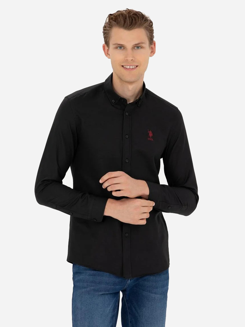 Акция на Сорочка чоловіча U.S. Polo Assn G081SZ004-000-1753823 M Чорна от Rozetka