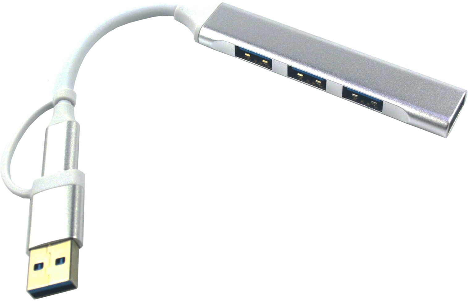 USB-хаб Dynamode USB 3.0 Type-C/Type-A на 4 порти: 1 x USB 3.0 3 x USB 2.0 Метал, сріблястий (DM-UH-311AC) — фото 2