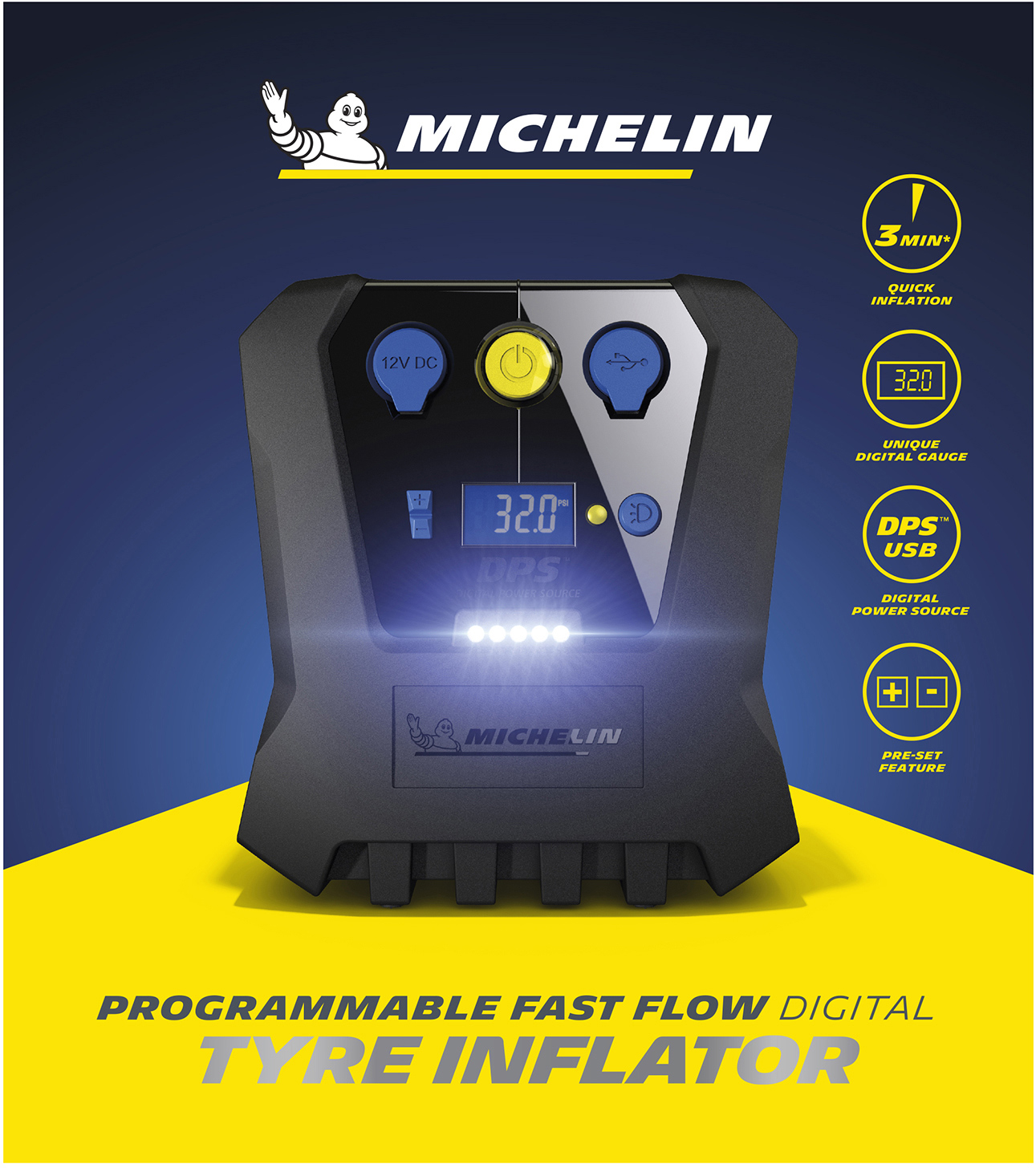 Michelin programmable fast flow deals digital tyre inflator