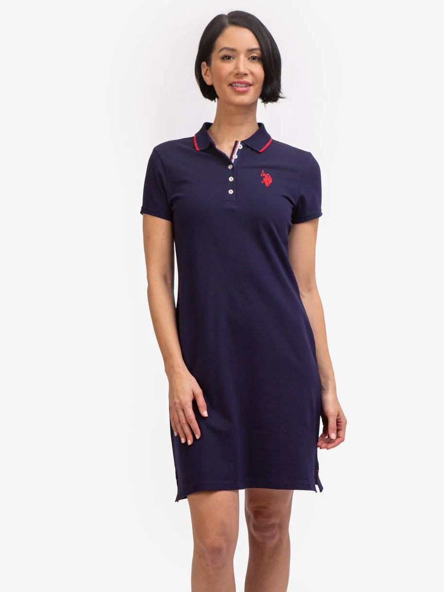 Акція на Сукня-футболка коротка літня жіноча U.S. Polo Assn 214980-ZH00A(EVENING BLUE) XS Синя від Rozetka