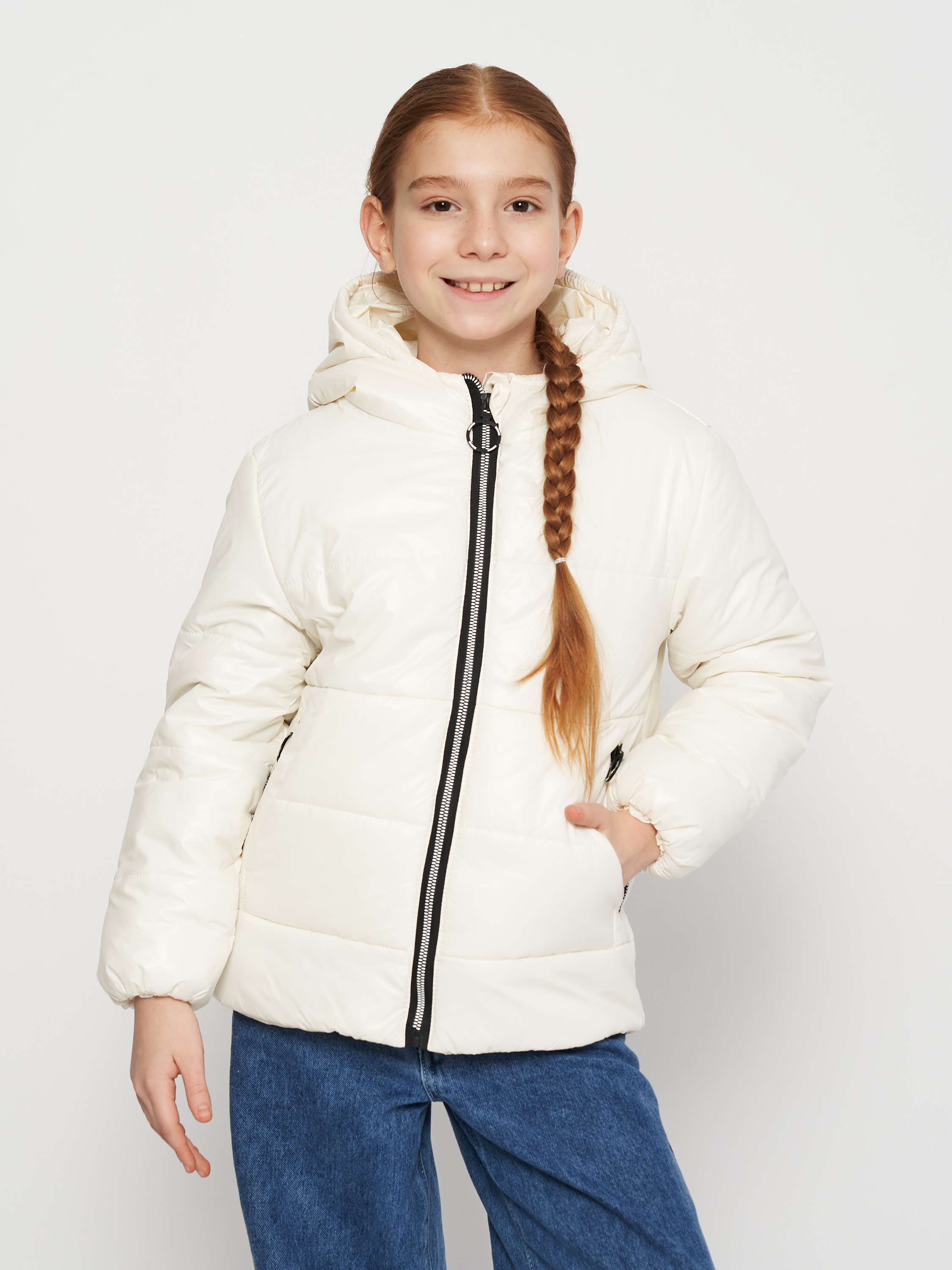 Акція на Дитяча демісезонна куртка для дівчинки Одягайко 22843 128 см Біла від Rozetka