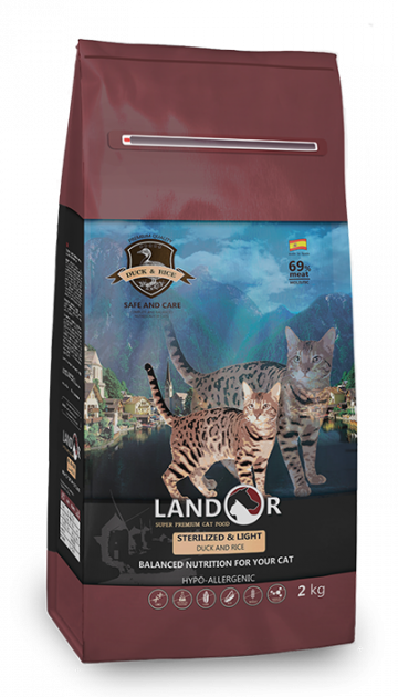 Сухой корм Landor (Ландор) с уткой для стерилизованных котов и с ...